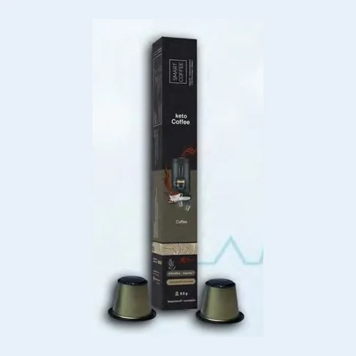 Keto Coffee capsule box with two espresso capsules