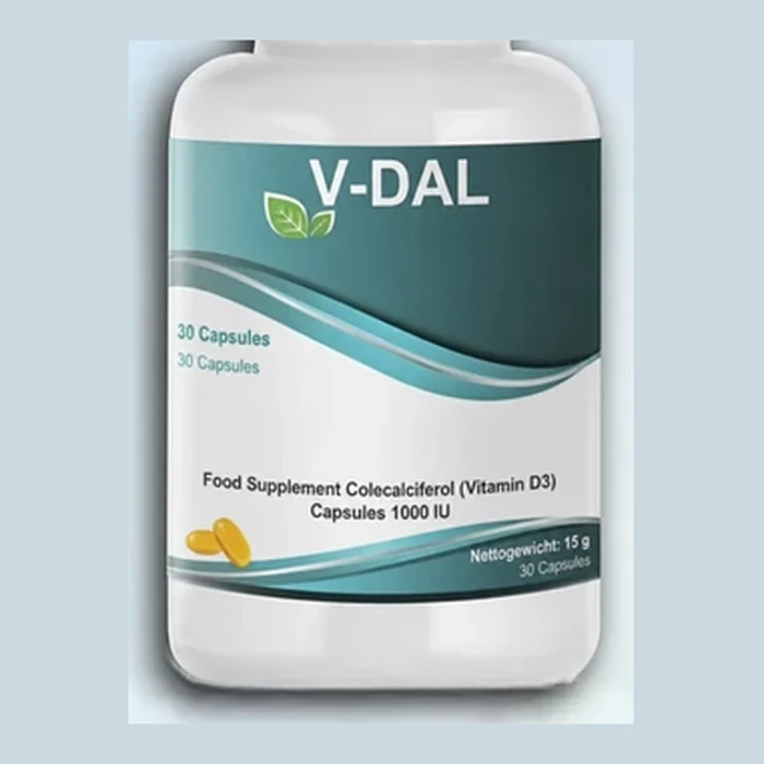 V-Dal vitamin D3 capsule bottle